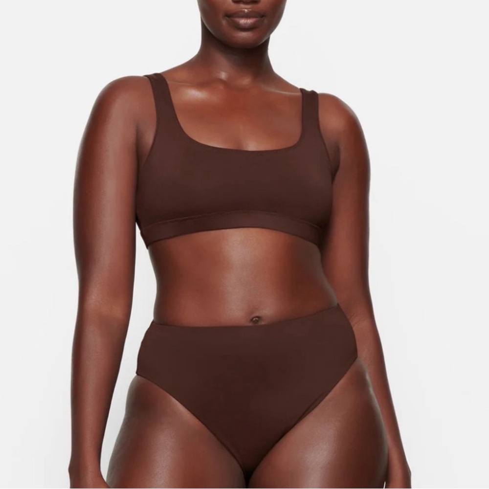 Skims Swim Brown Cocoa Top, Bottom and Matching Skirt